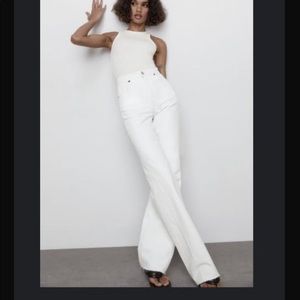 White Zara wide leg jeans